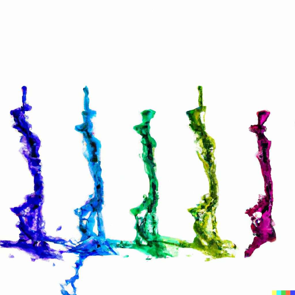 the discovery of gravity made from multicolored water splashes